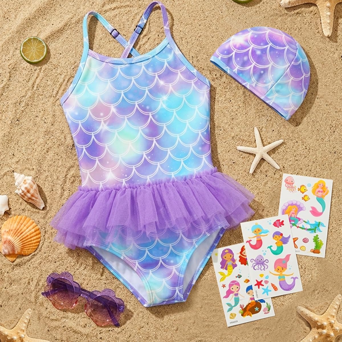 YYDSXK Swimwear Badeanzug Mädchen Meerjungfrau 5-6 Jahre
