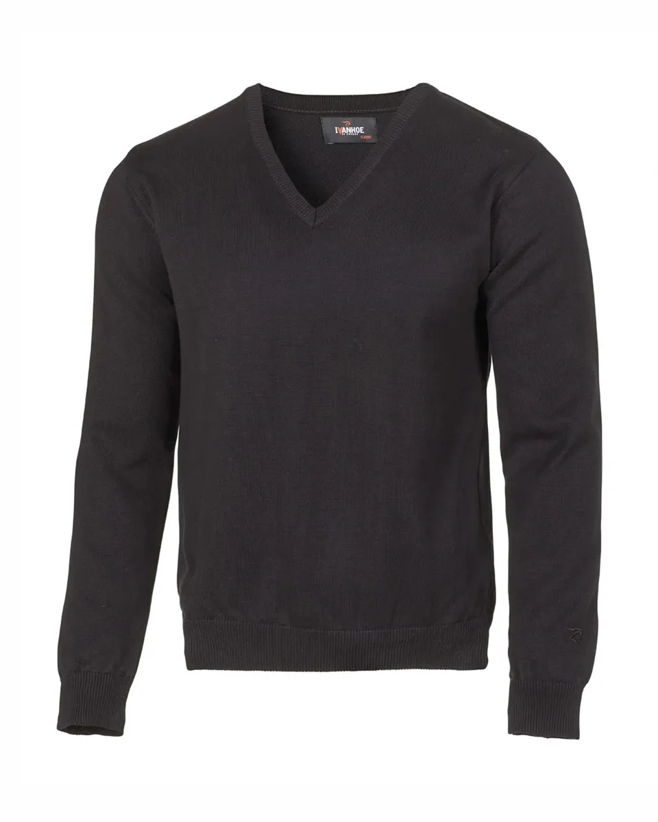 Ivanhoe Tröjor PD V-Neck Male Pullover Schwarz S Bio-Baumwolle