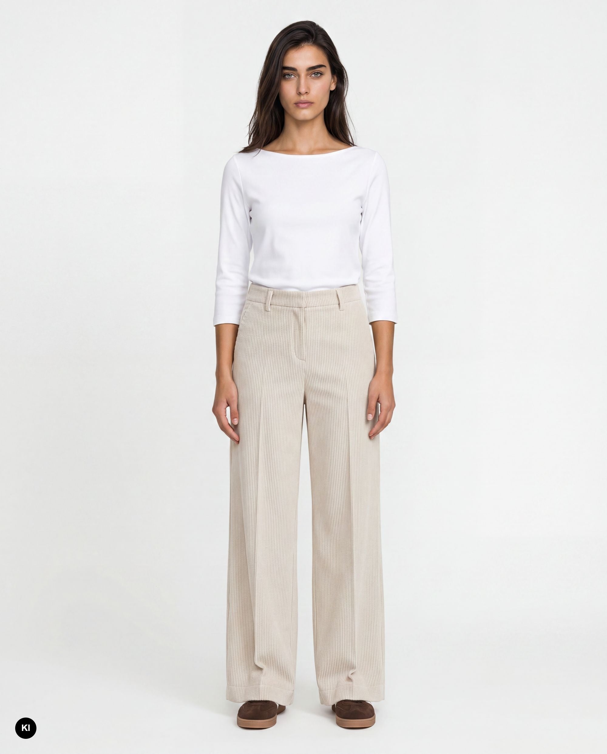 Stehmann Felicia Relaxed Fit Hose ecru Wide-Leg Cord