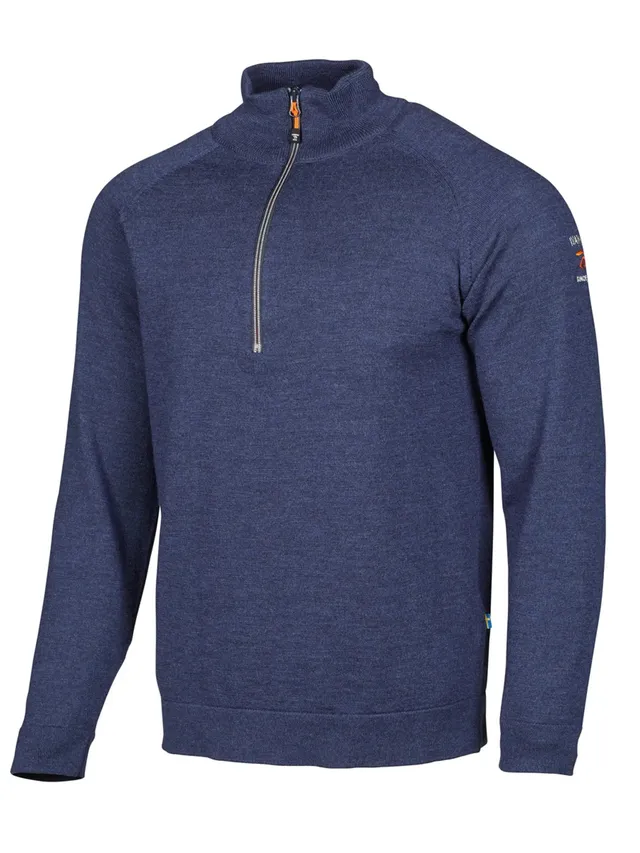 Ivanhoe Jojje Half Zip Wollpullover Steelblue L Merino