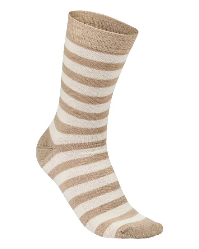 Ivanhoe Wool Sock Stripe Wollsocken Sand 35-38 Merino