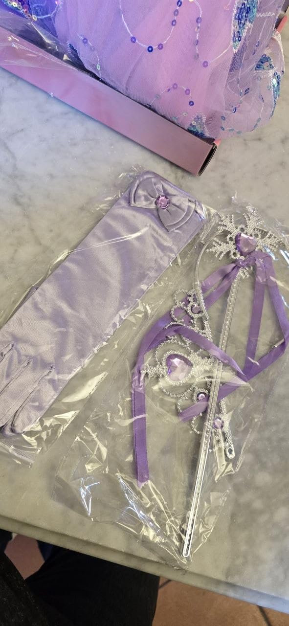 YYDSXK Prinzessin Kleid Mädchen 110 Lila mit Krone Kette