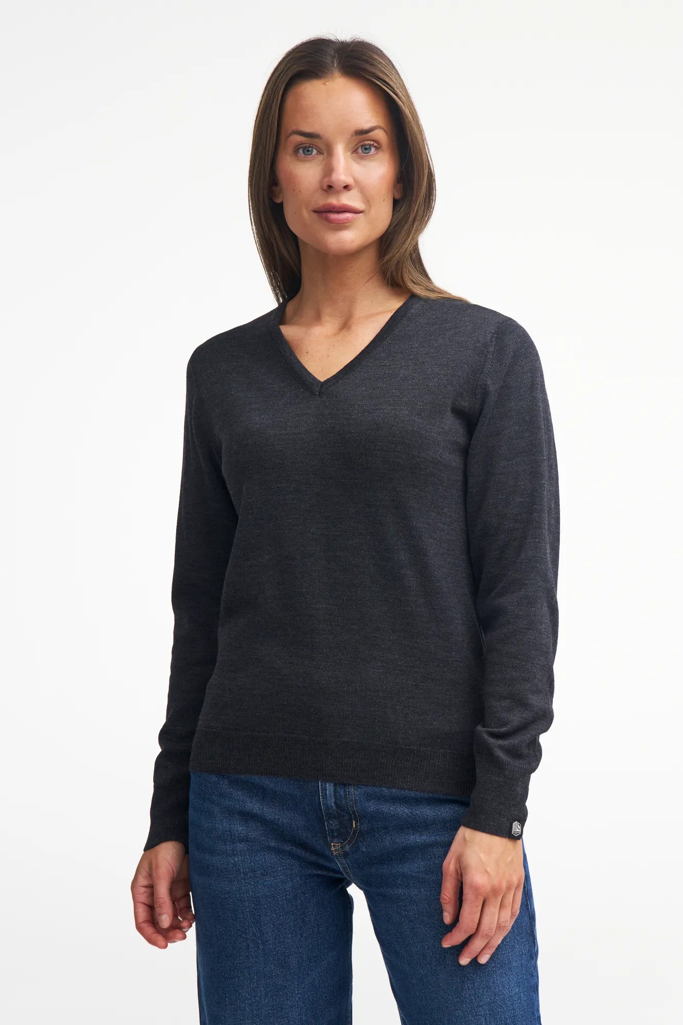 Ivanhoe Merino V-Neck Pullover Damen Schwarz Merino