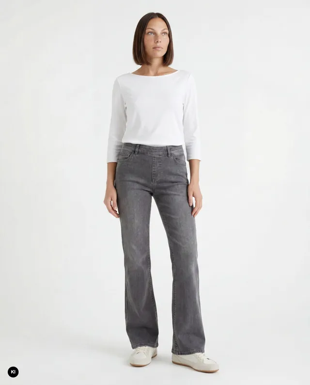 Stehmann Melli Flared Hose slate grey 5-Pocket Denim