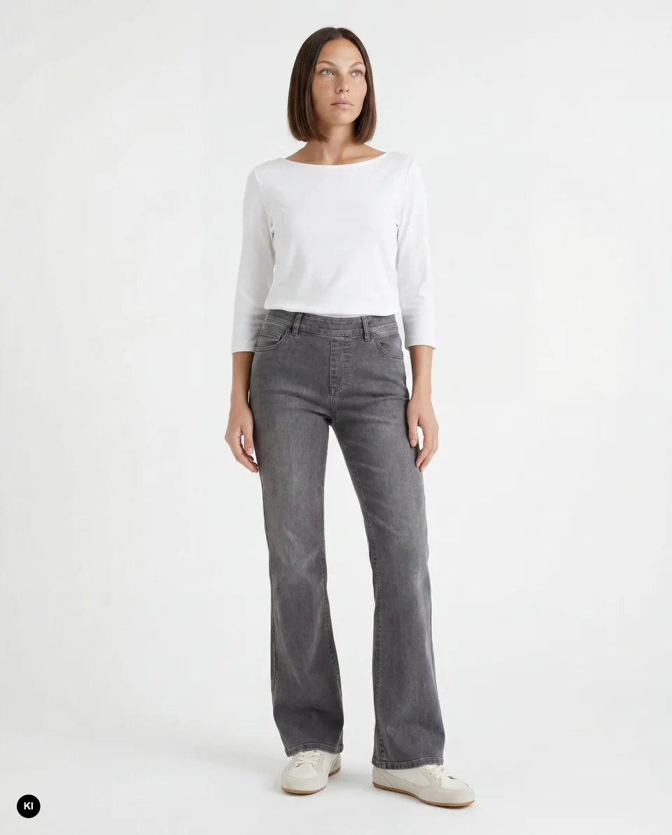 Stehmann Melli Flared Hose slate grey 5-Pocket Denim