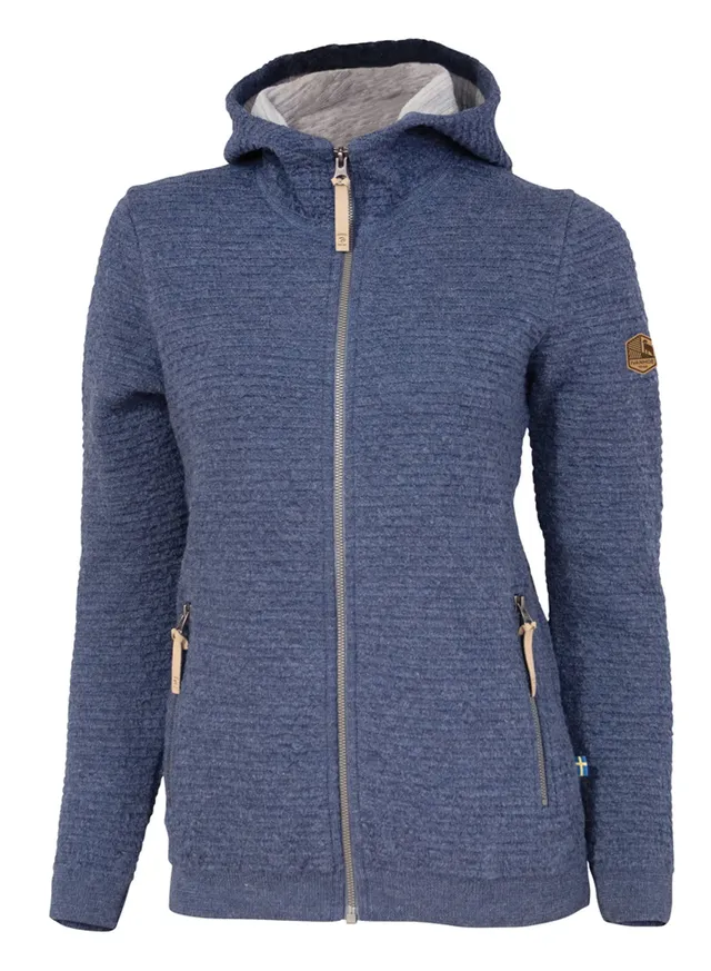 Ivanhoe Morel Hood Female Wollhoodie Damen Denim 3D-Strick