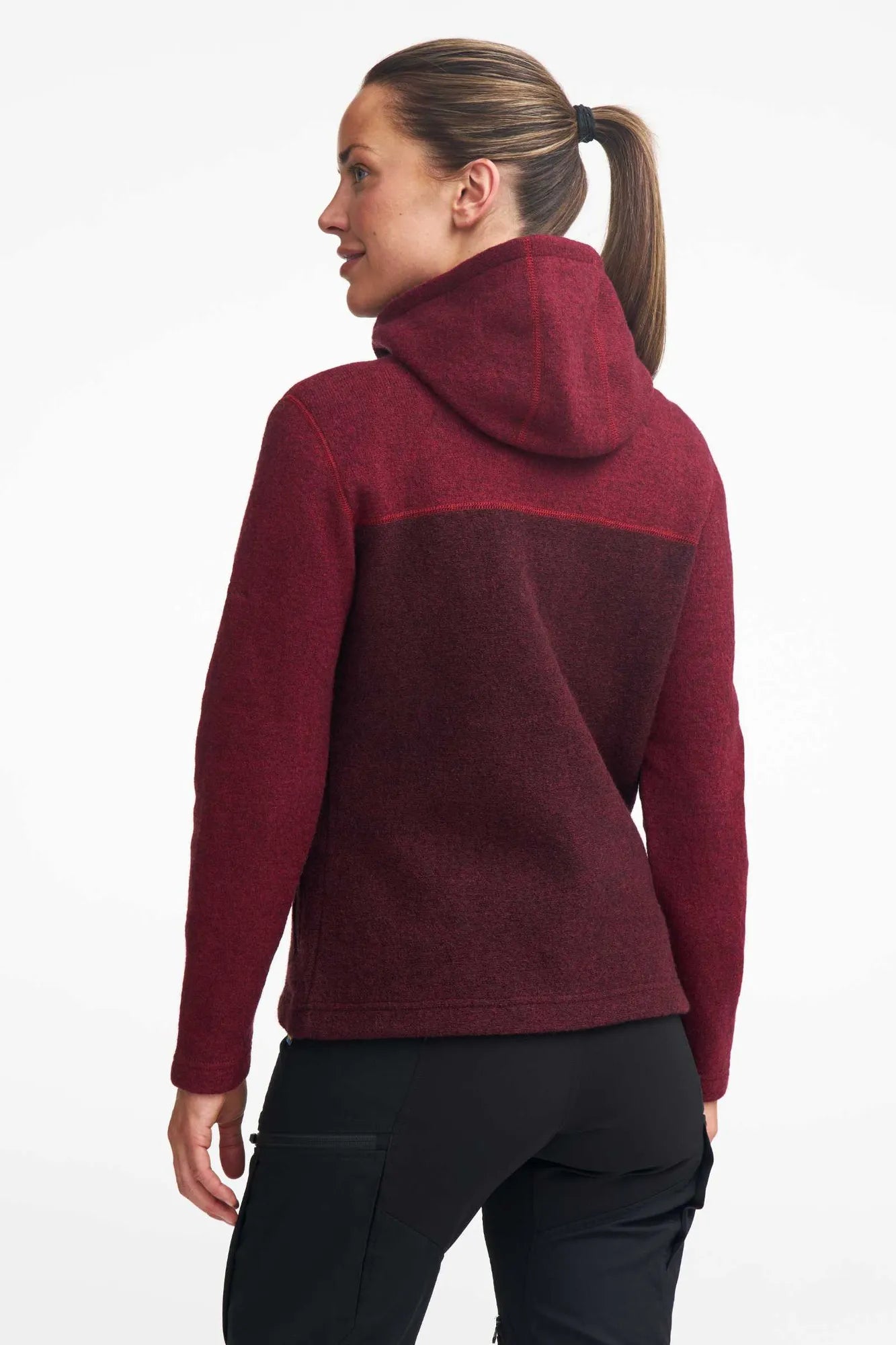 Ivanhoe Hilma Hood Wollhoodie Damen deep red 100% Wolle