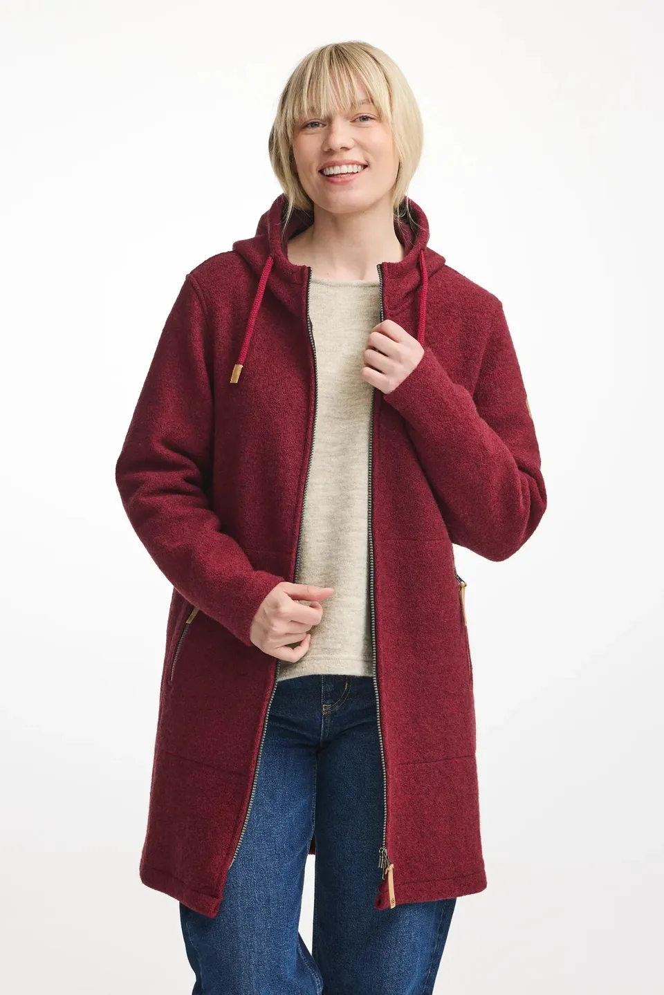 Ivanhoe GY Madbacken Wollmantel Deep Red 38 100% Wolle