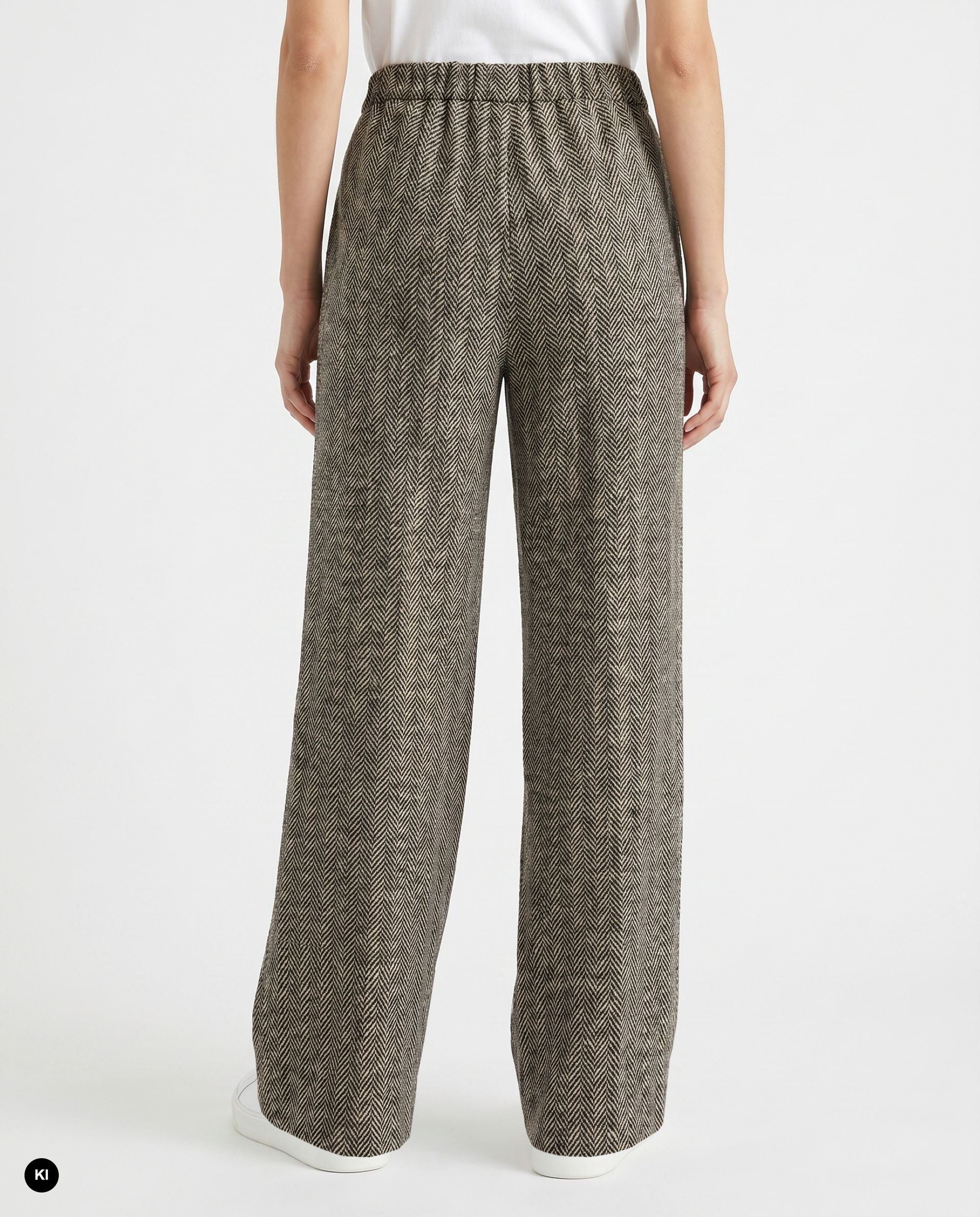 Stehmann Flanna Straight Fit Hose schwarz Jersey Tweed