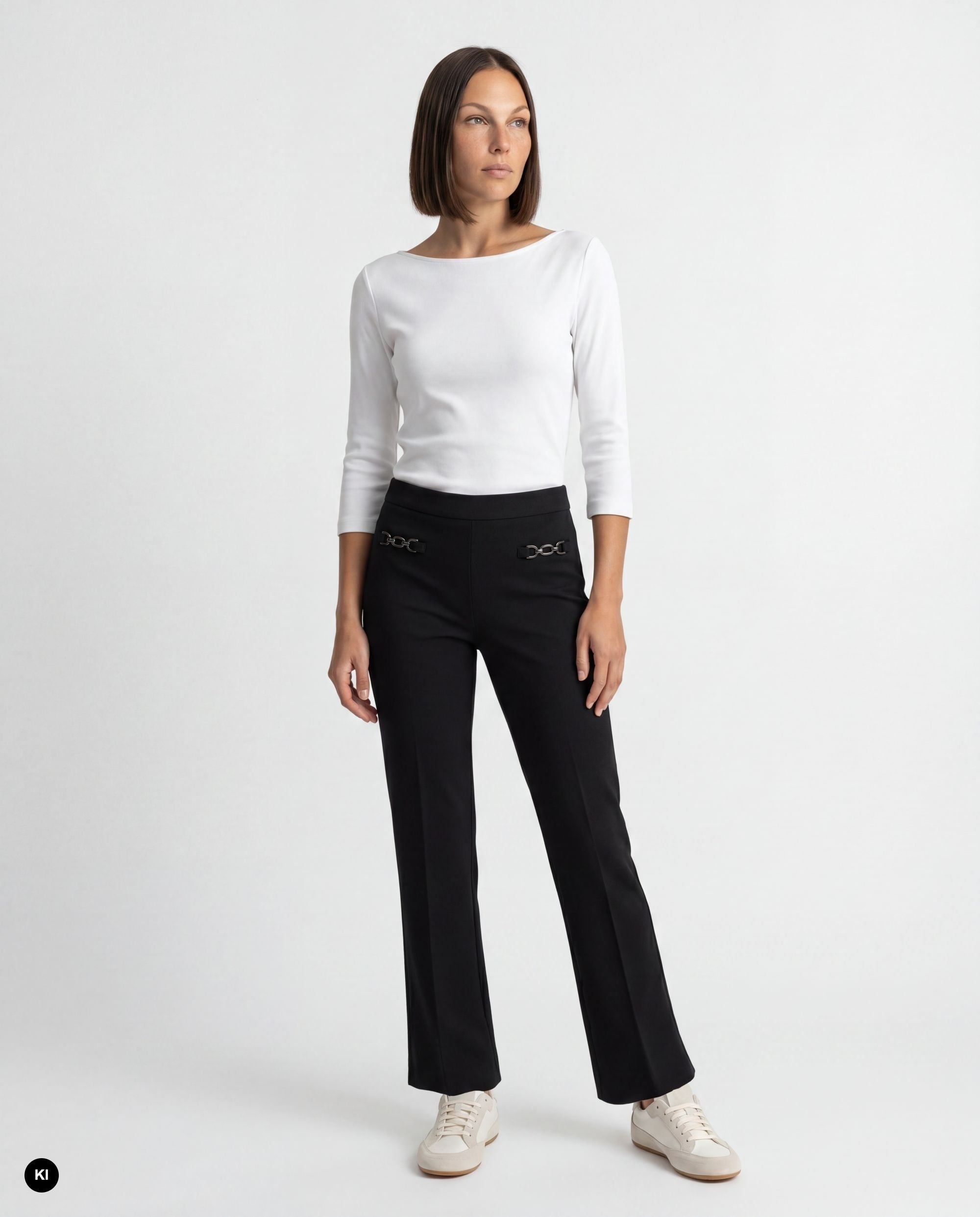 Stehmann Editta Hose schwarz Piqué-Jersey Kette