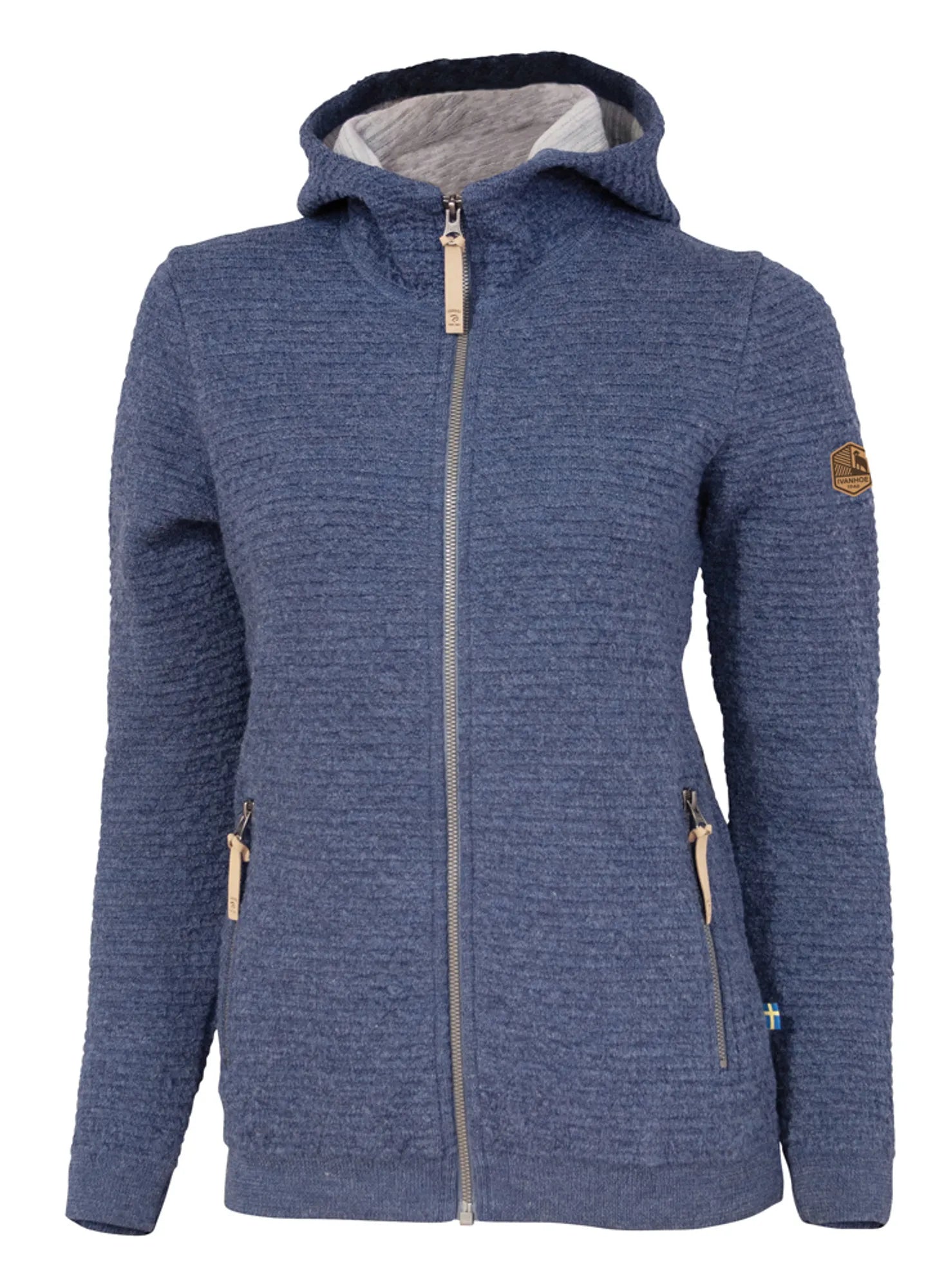 Ivanhoe Morel Hood Female Wollhoodie Damen Denim 3D-Strick