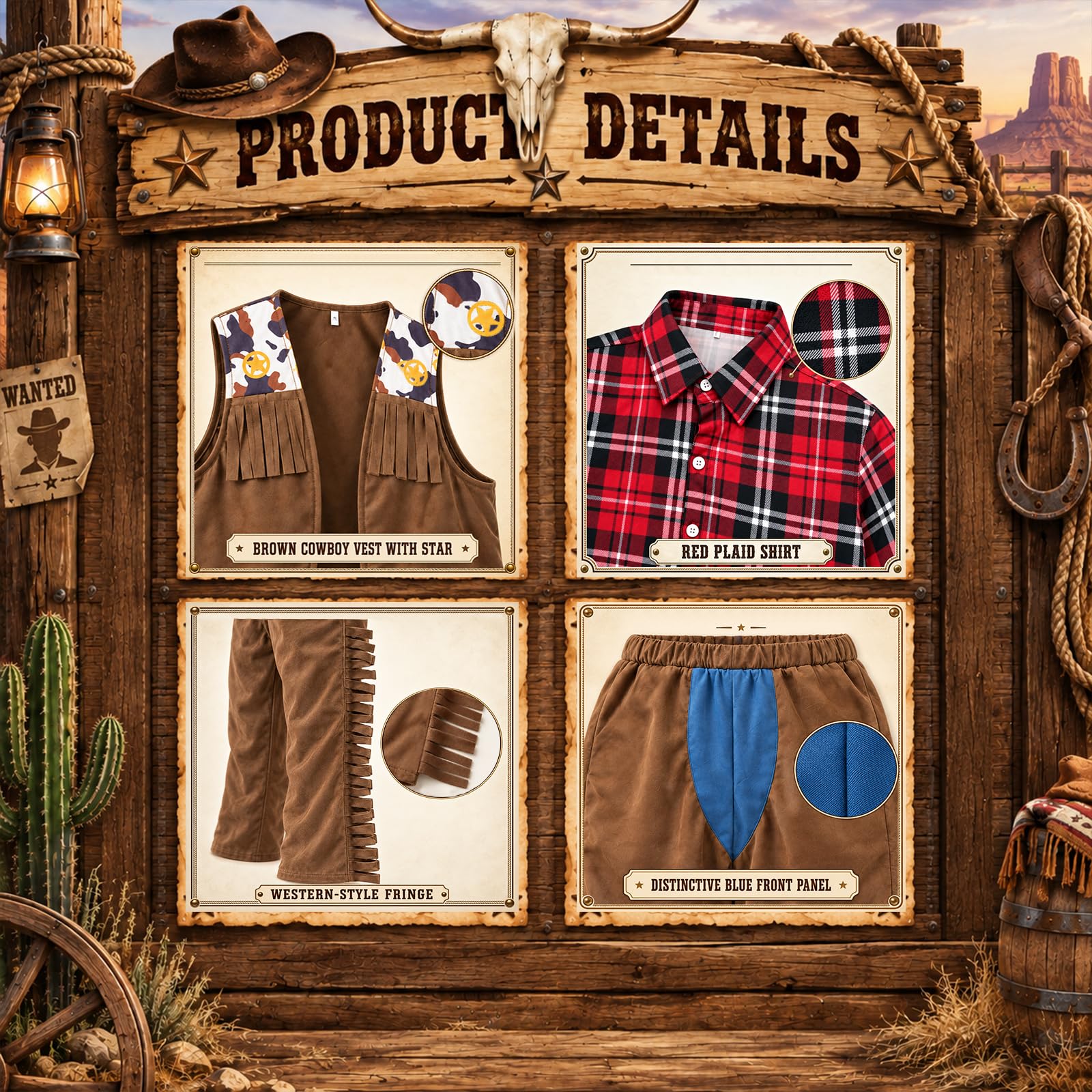 YYDSXK Cowboy Kostüm Kinder Gr. 140 Western