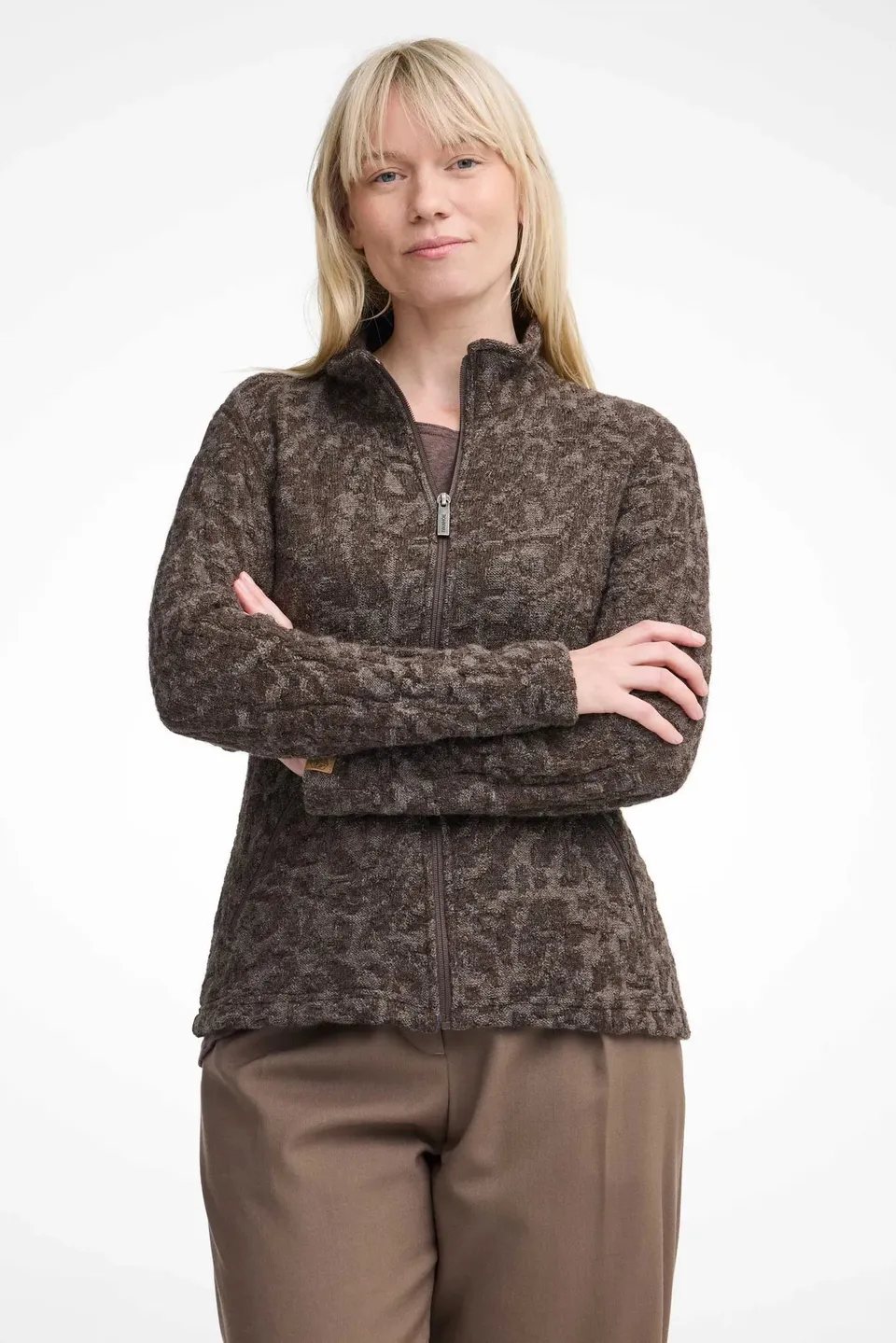 Ivanhoe Tuva Jacquard Wolljacke Chocolate Damen 38