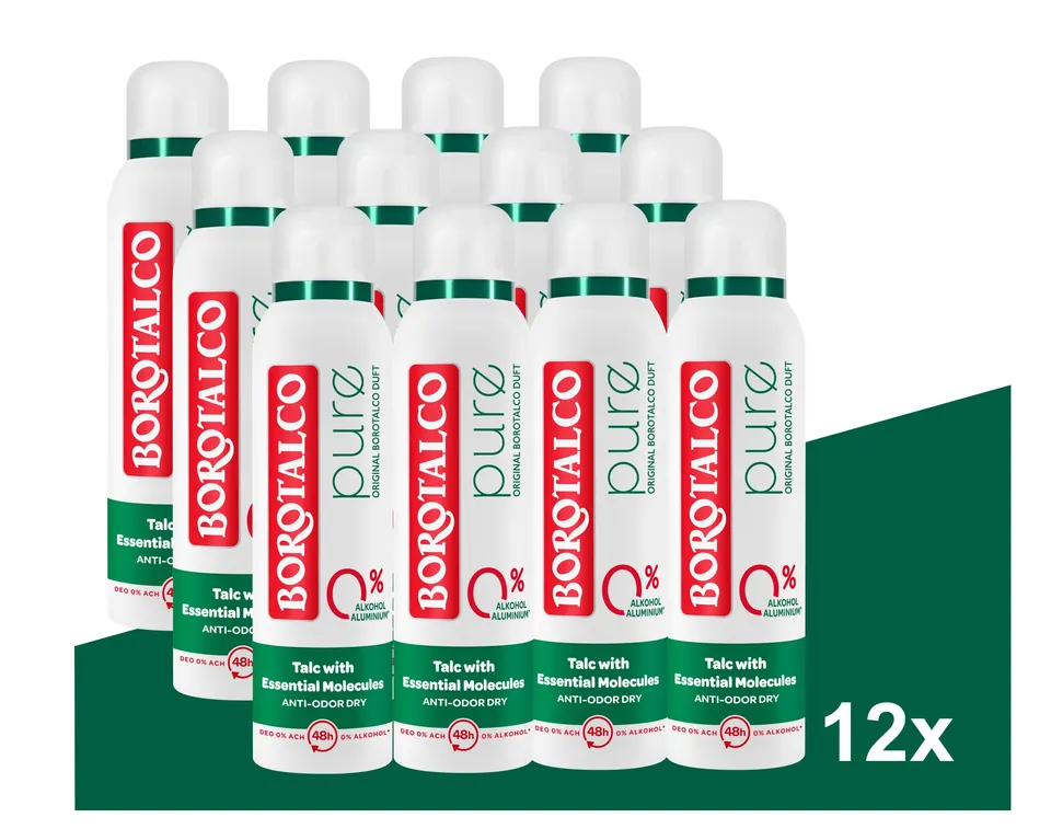 Borotalco Pure Deospray 12x150 ml Original Duft ohne Alu