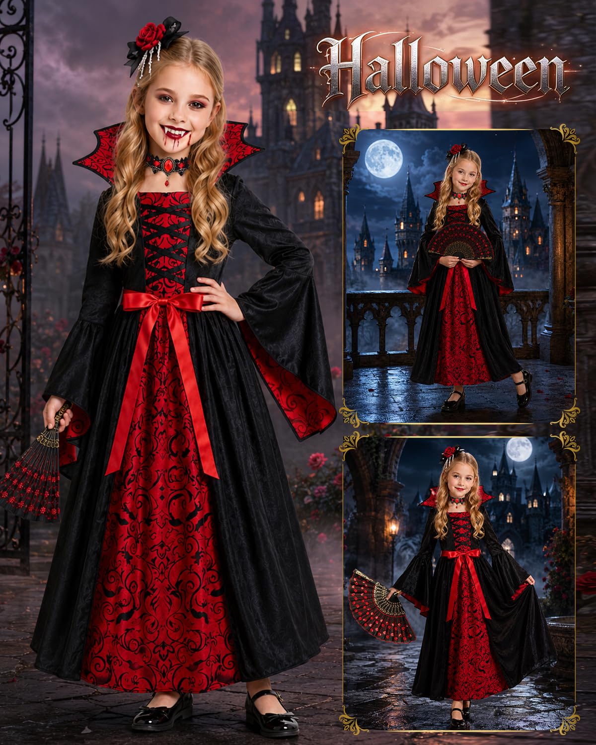 YYDSXK Vampir Kostüm Kinder Mädchen Gr.S