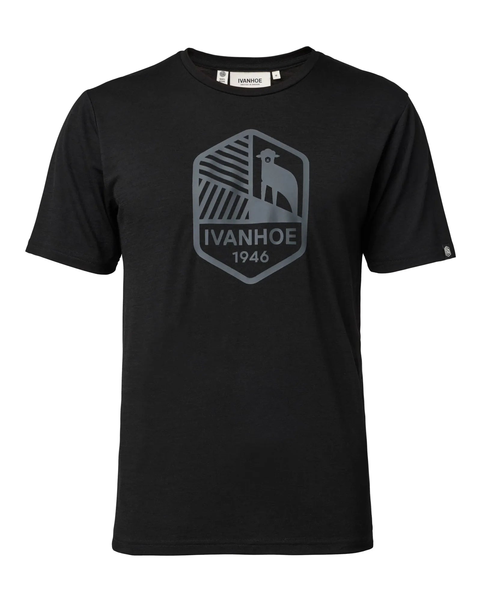Ivanhoe UW Ceasar Shield Merino T-Shirt Black 100% Wolle