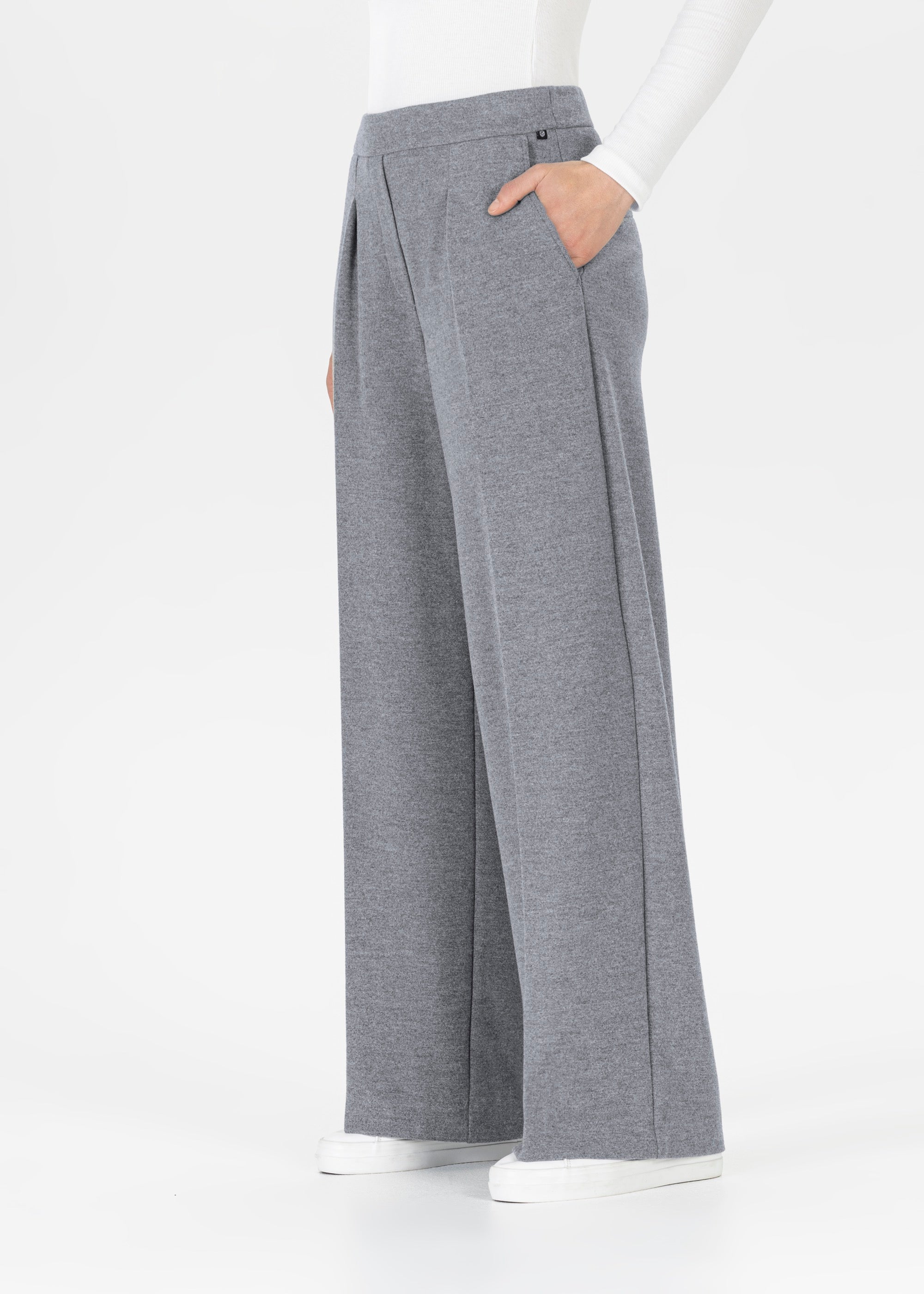 Stehmann Relaxed Francis Hose hellgrau melange Wide-Leg