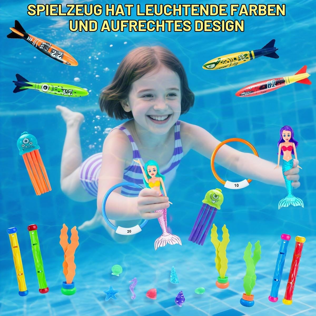 YYDSXK Dive Toys Tauchspielzeug Kinder 33 Teile mit Box
