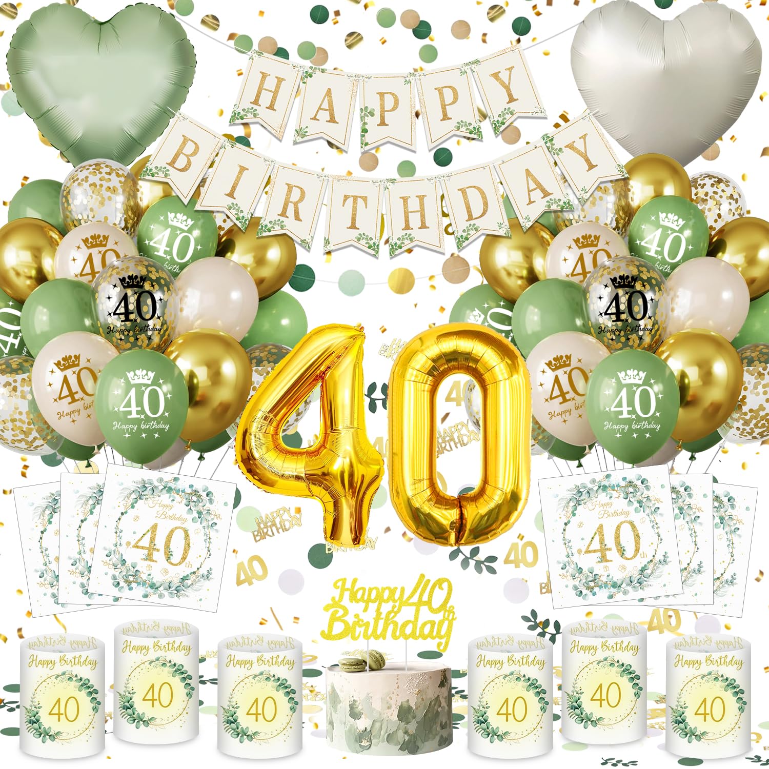 YYDSXK 30. Geburtstag Deko Set Salbeigrün Gold 30 Jahre
