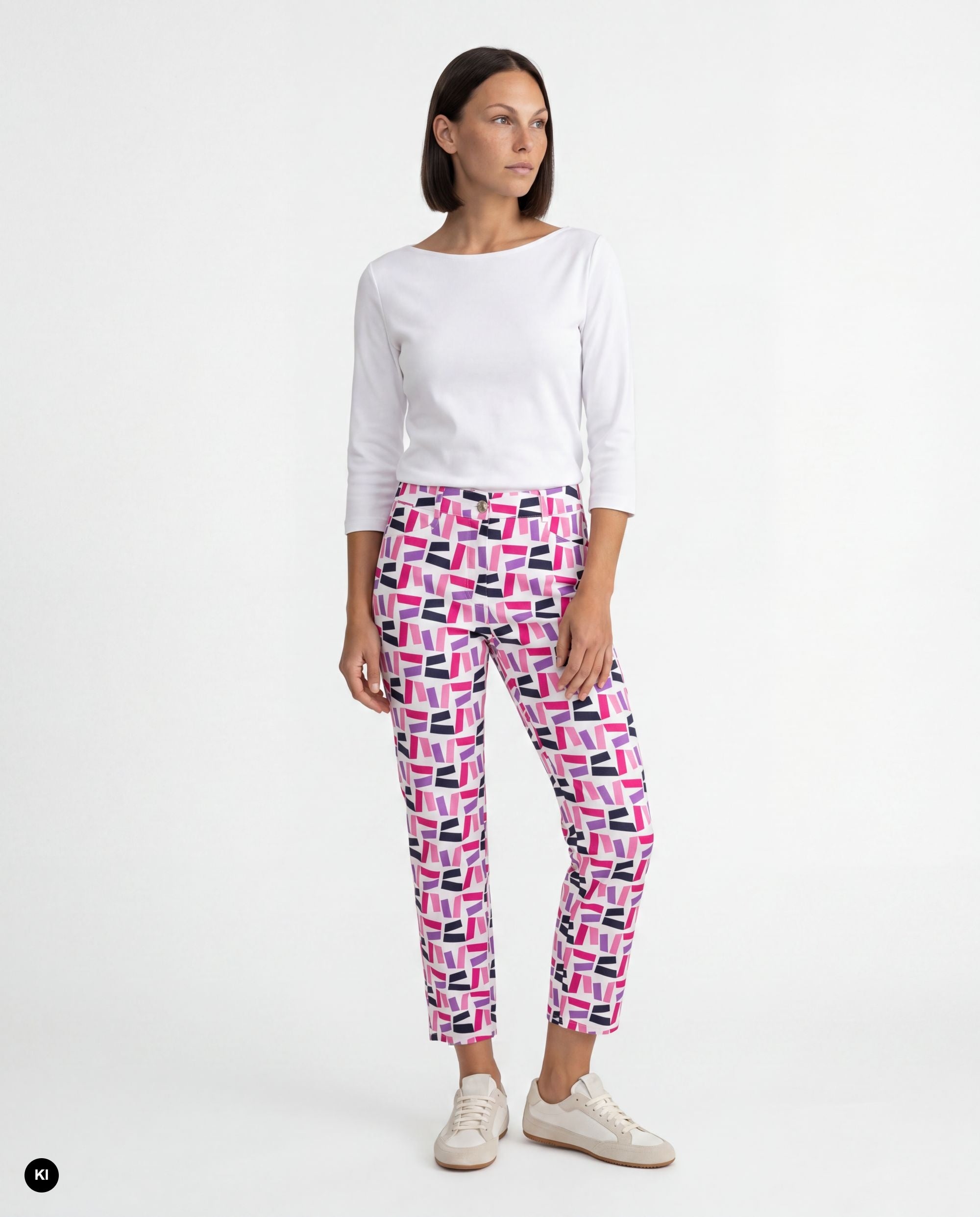 Stehmann Fara 6/8-Hose Tecno-Print ibis rose Straight Fit