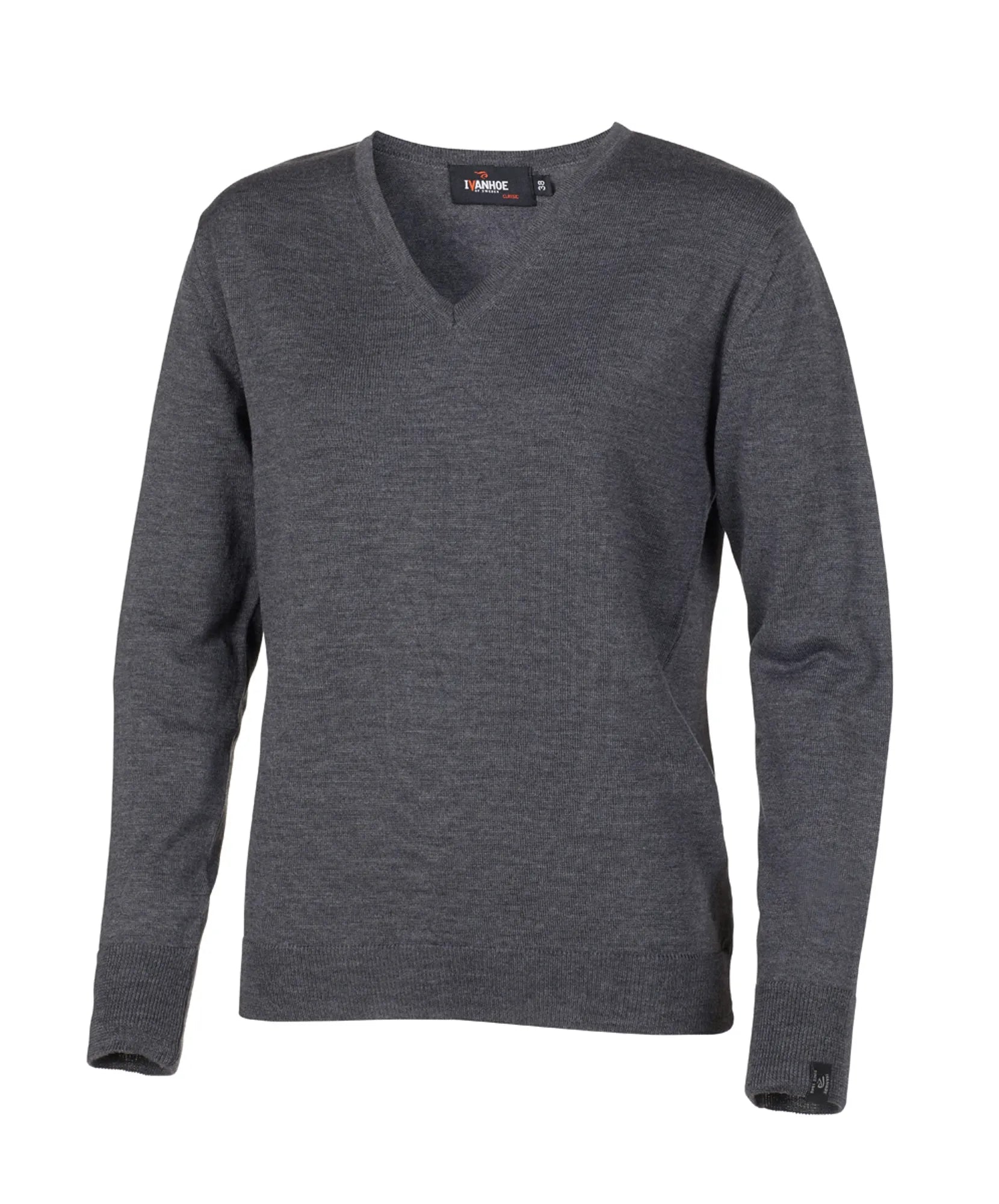 Ivanhoe Merino V-Neck Wollpullover Grey 36