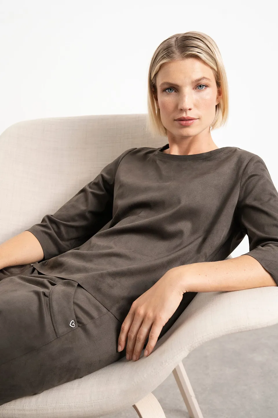 Stehmann Umbria Oberteil oliv Vegan Suede Gr.M