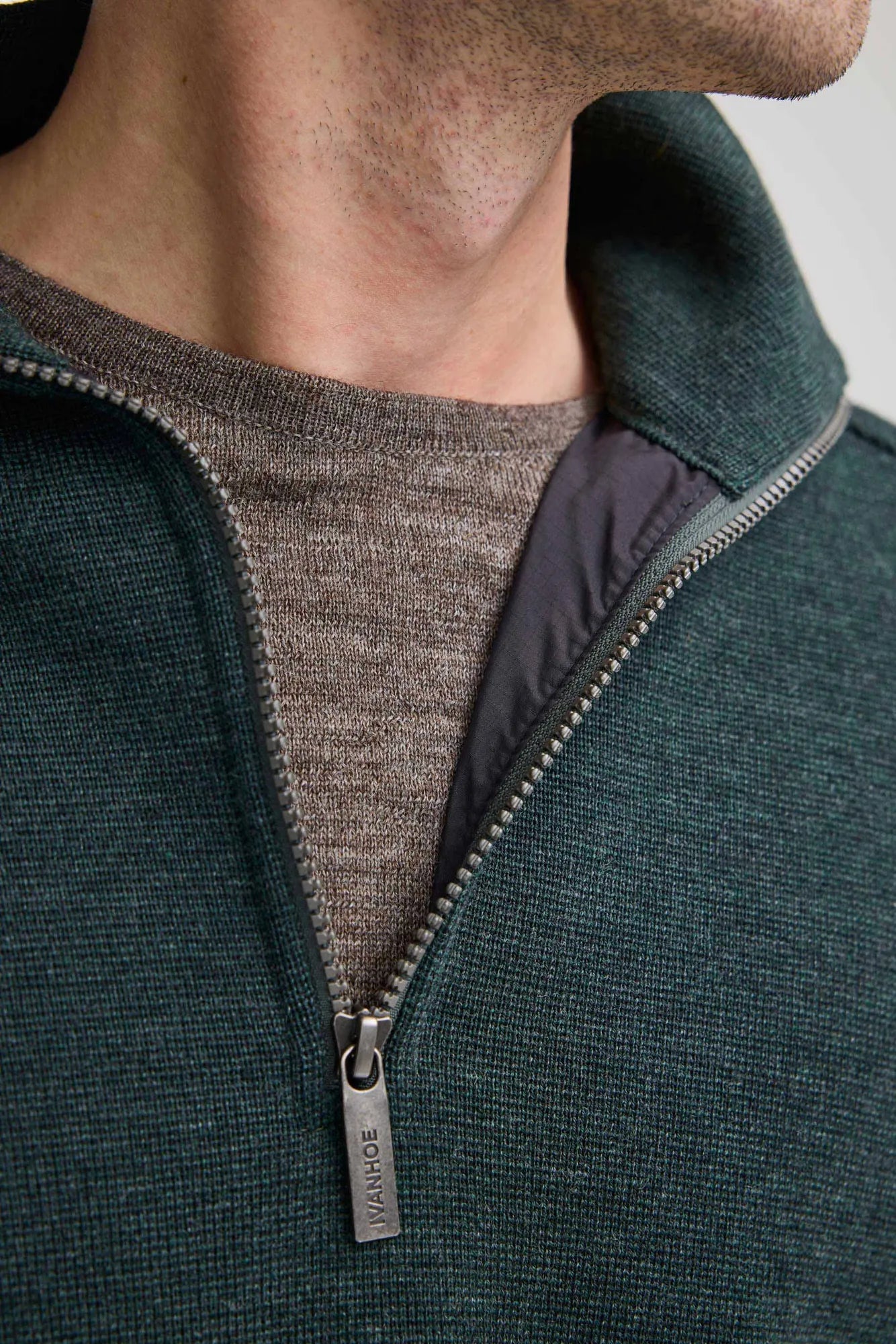 Ivanhoe Ruben Half Zip WB Herren Pullover Rifle Green Merino