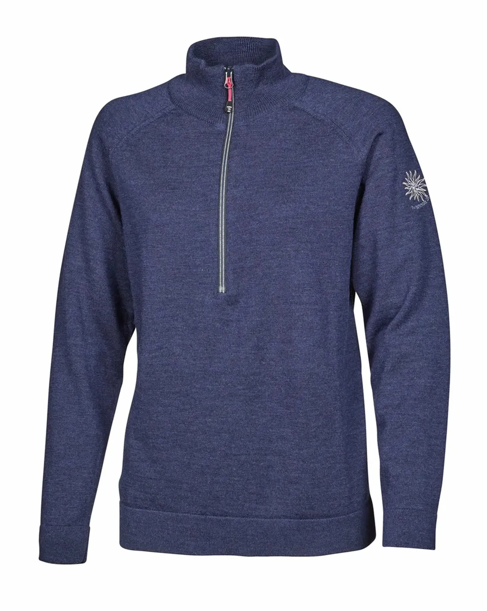 Ivanhoe Jana Half Zip Pullover Damen steelblue Gr 38 Merino