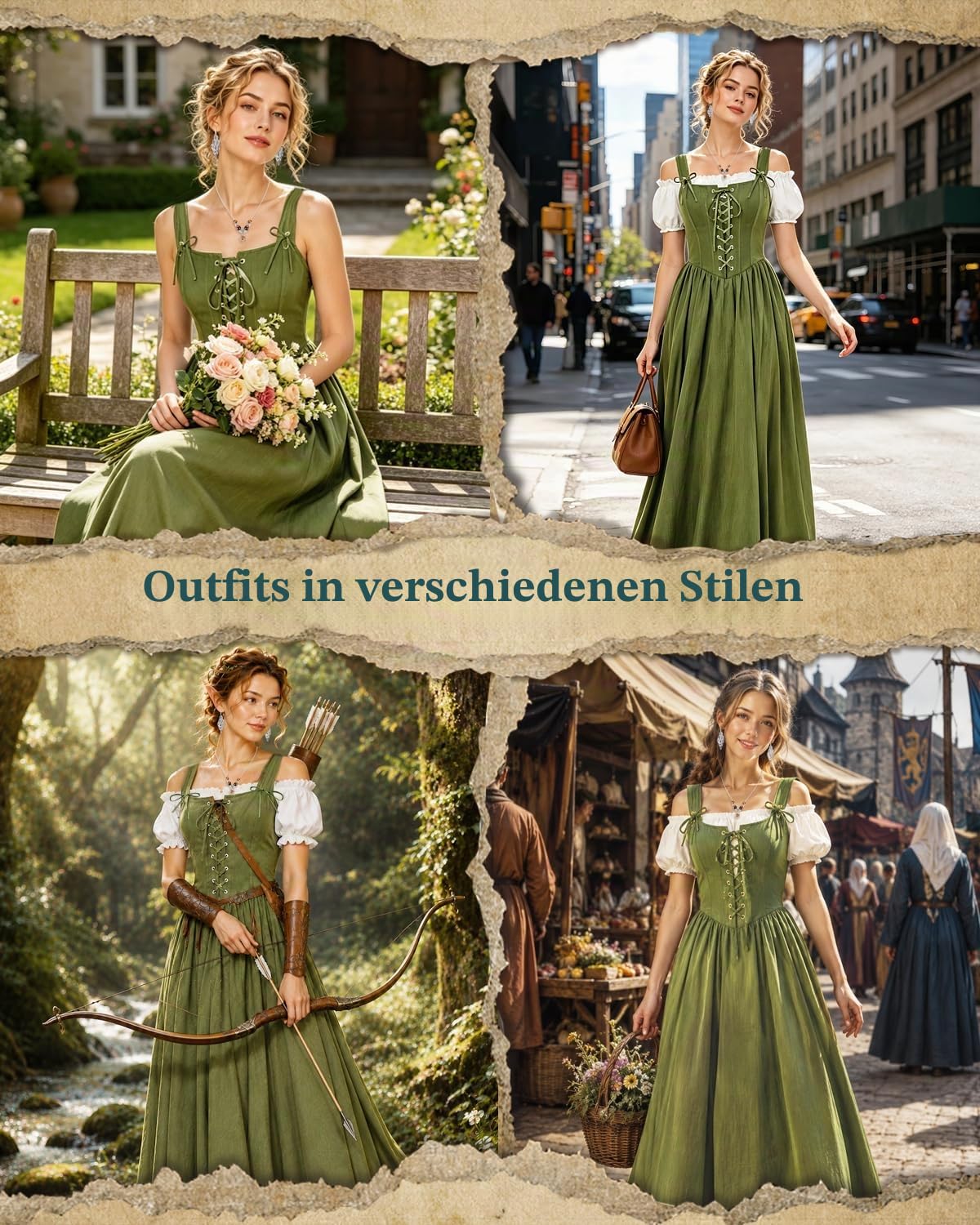 YYDSXK Mittelalter Kleidung Damen Set 2-teilig Gr.M