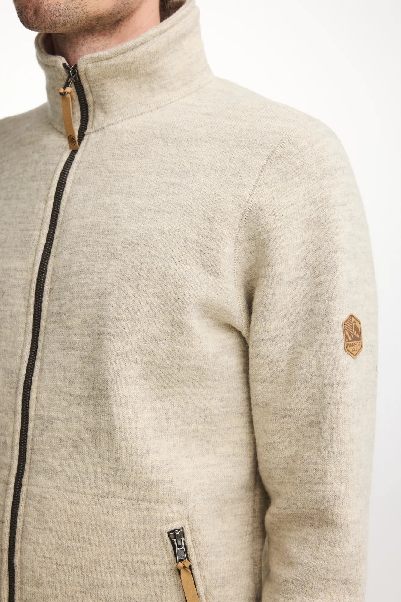 Ivanhoe NLS Sap Full Zip Strickjacke Birch 100% Wolle