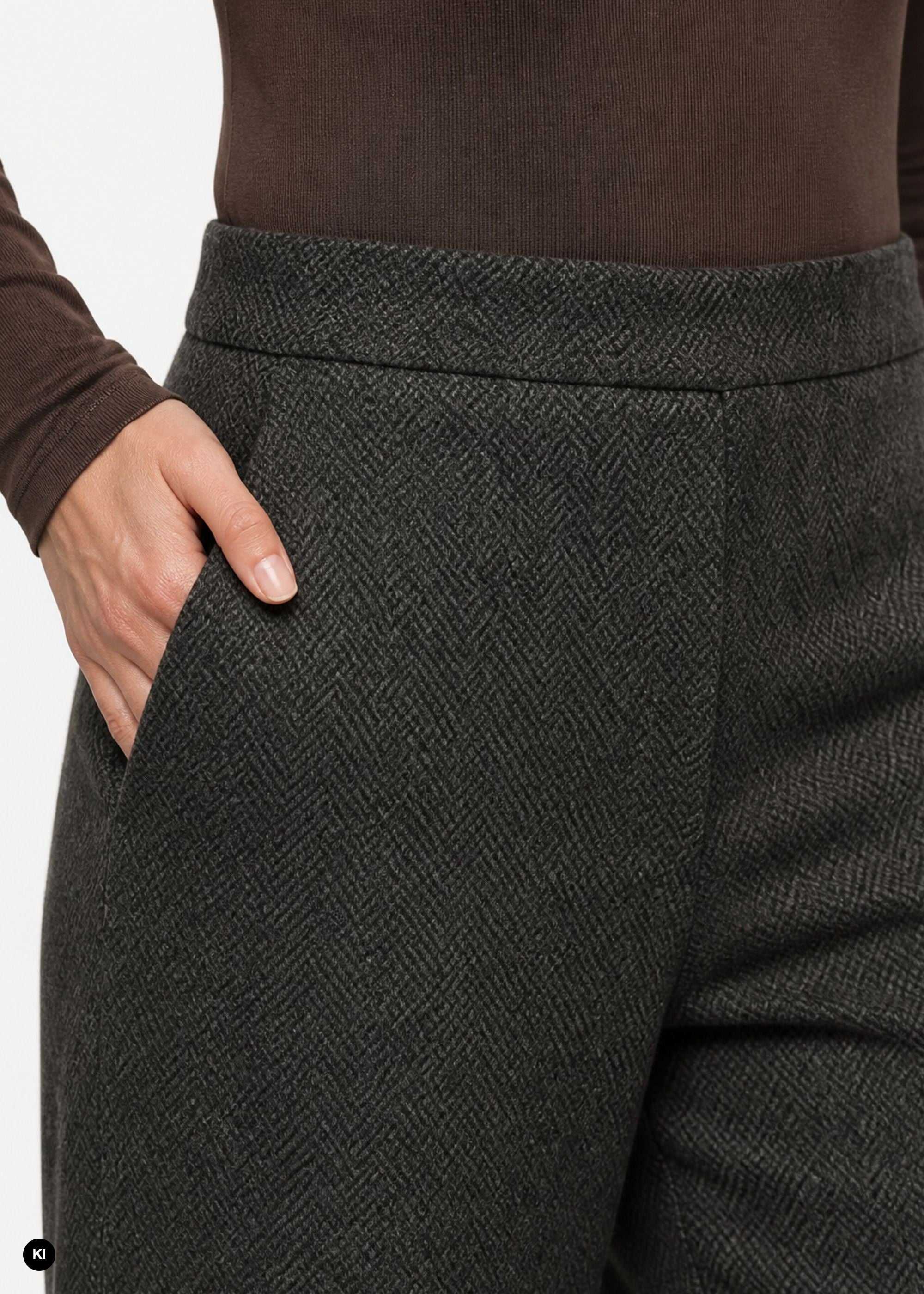 Stehmann Flanna Straight Fit Jerseyhose coffee bean Tweed