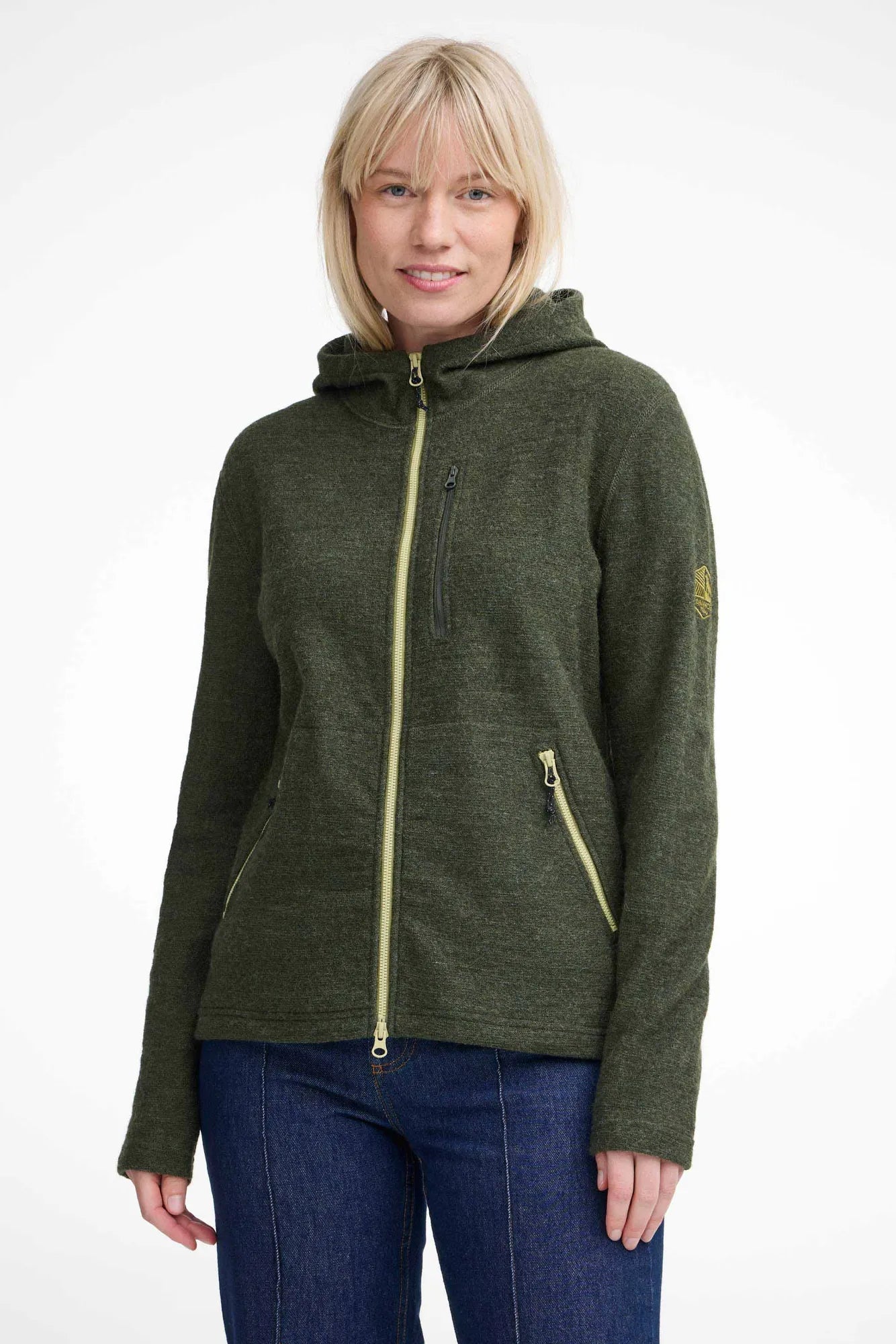 Ivanhoe Tara Hood Hoodie Loden Green Wolle Stretch