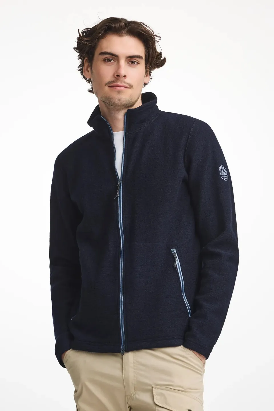 Ivanhoe Louie Full Zip Wollpullover Herren navy 98% Wolle