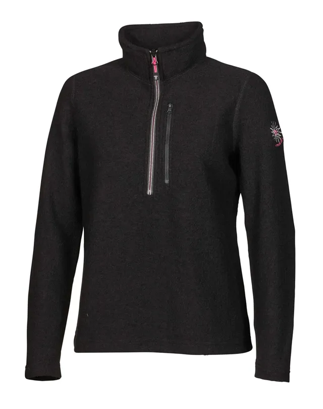 Ivanhoe Ziptröjor Bonnie Half Zip Wollpullover Schwarz