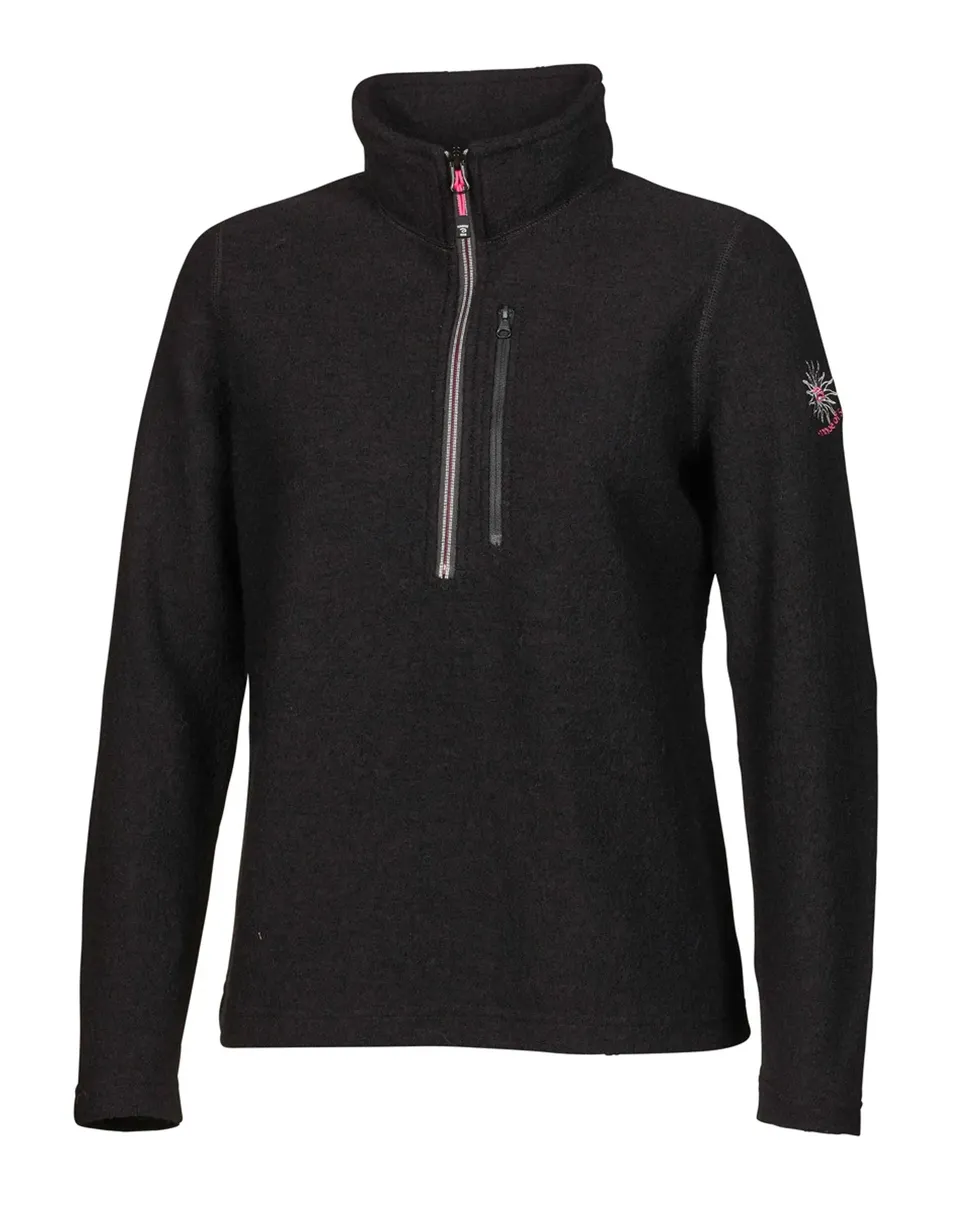 Ivanhoe Ziptröjor Bonnie Half Zip Wollpullover Schwarz
