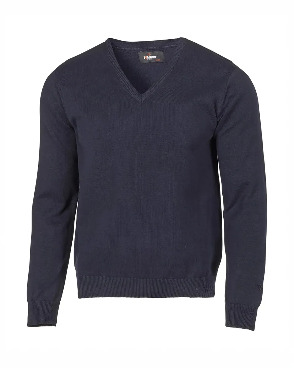 Ivanhoe PD V-Neck Pullover Navy M Bio-Baumwolle