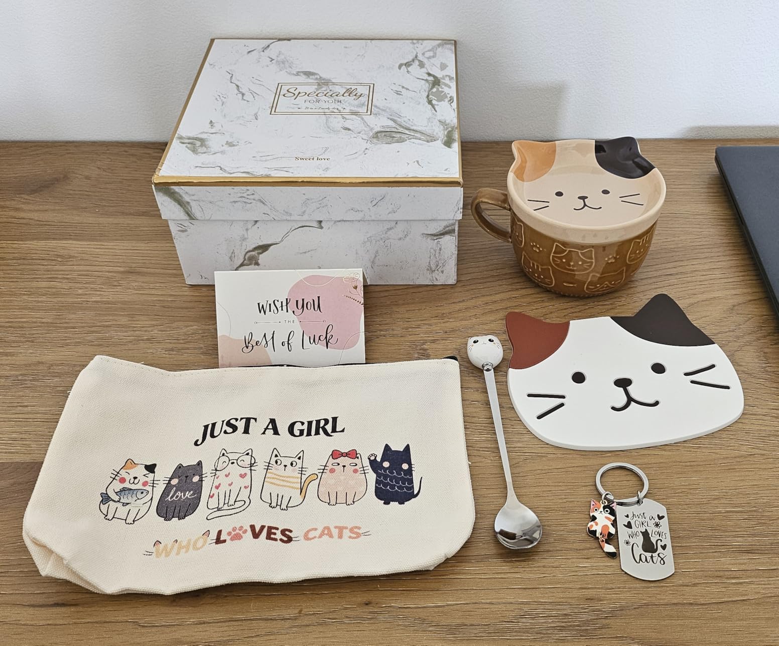 YYDSXK Katzen Tasse mit Deckel 400ml Geschenkset Keramik
