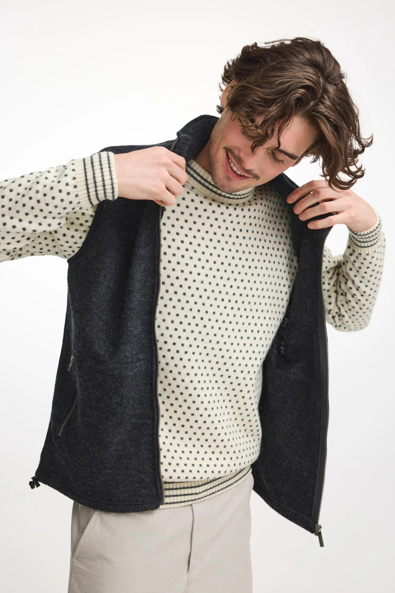 Ivanhoe Kurre Vest Wollweste Graphite Marl M Filzwolle