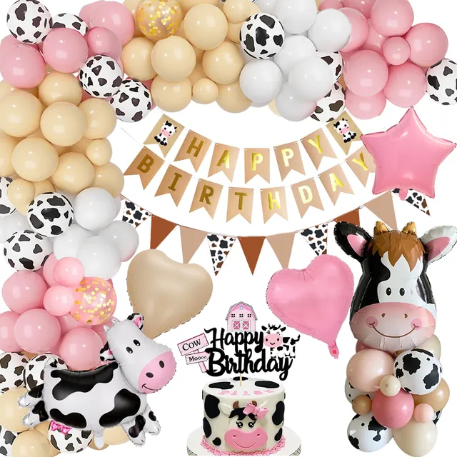 YYDSXK Kuh Geburtstagsdeko Mädchen Rosa Ballon Set