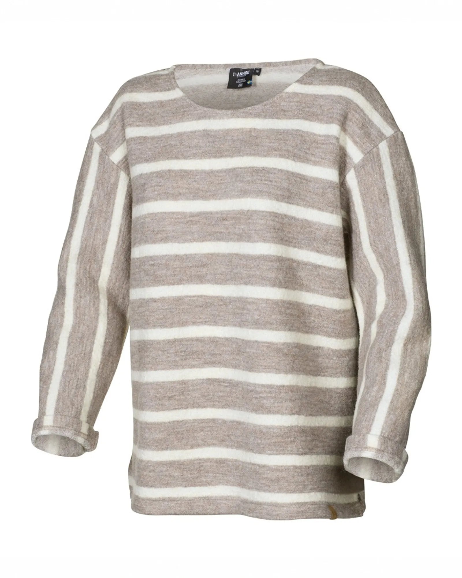 Ivanhoe Tröjor GY Bystad Wollpullover Sand Streifen Wolle Tencel