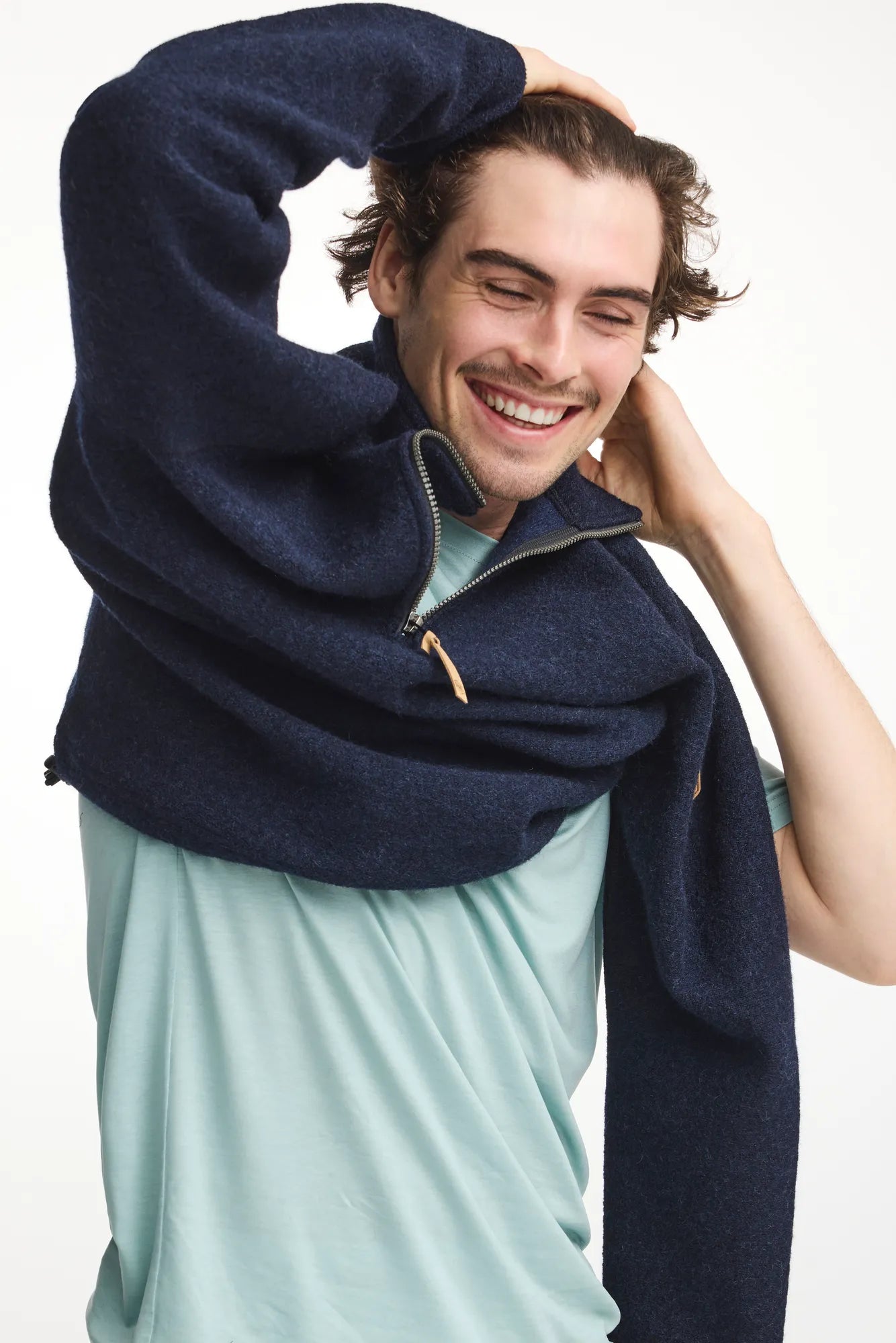 Ivanhoe Brodal Half Zip Herrenpullover Light Navy Filz