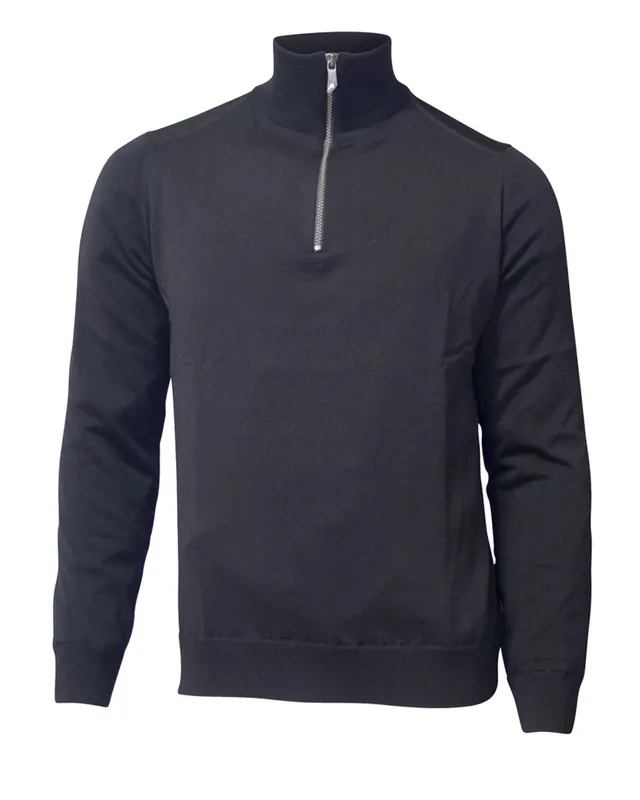 Ivanhoe Wilfred Windbreaker Herrenpullover Schwarz Merino
