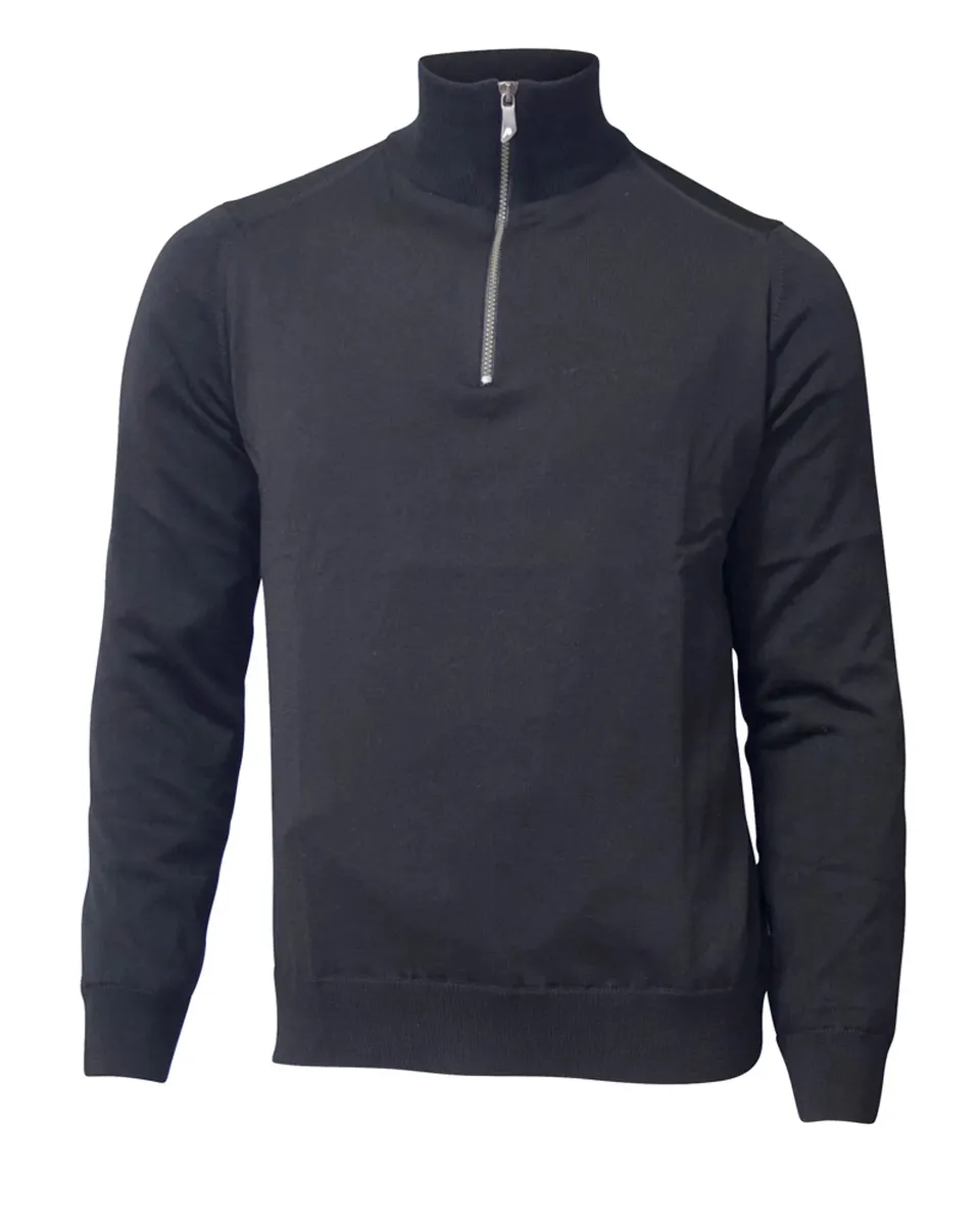 Ivanhoe Wilfred Windbreaker Herrenpullover Schwarz Merino