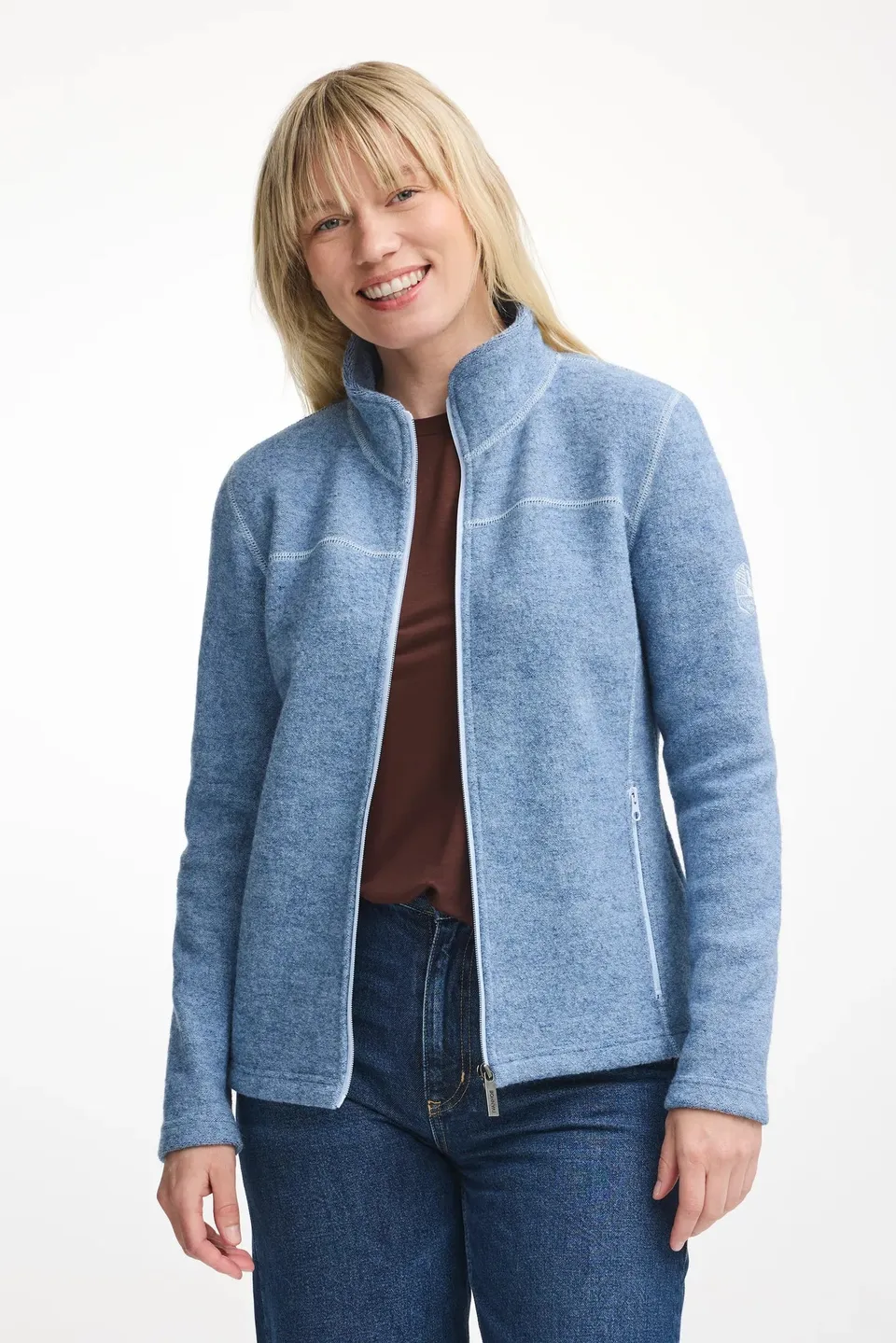 Ivanhoe Beata Full Zip Wolljacke Faded Denim 450g/m²