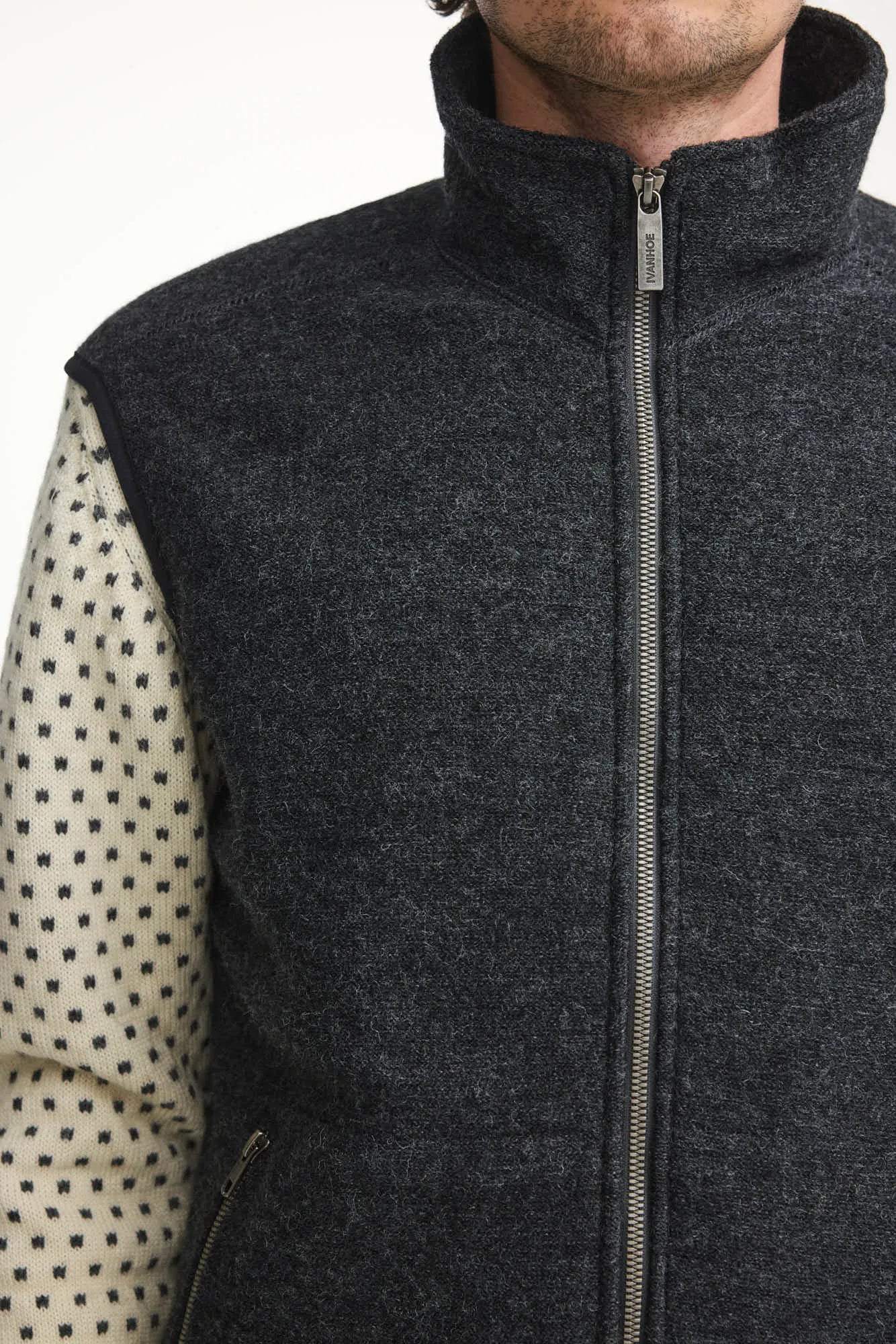 Ivanhoe Kurre Vest Wollweste Graphite Marl M Filzwolle