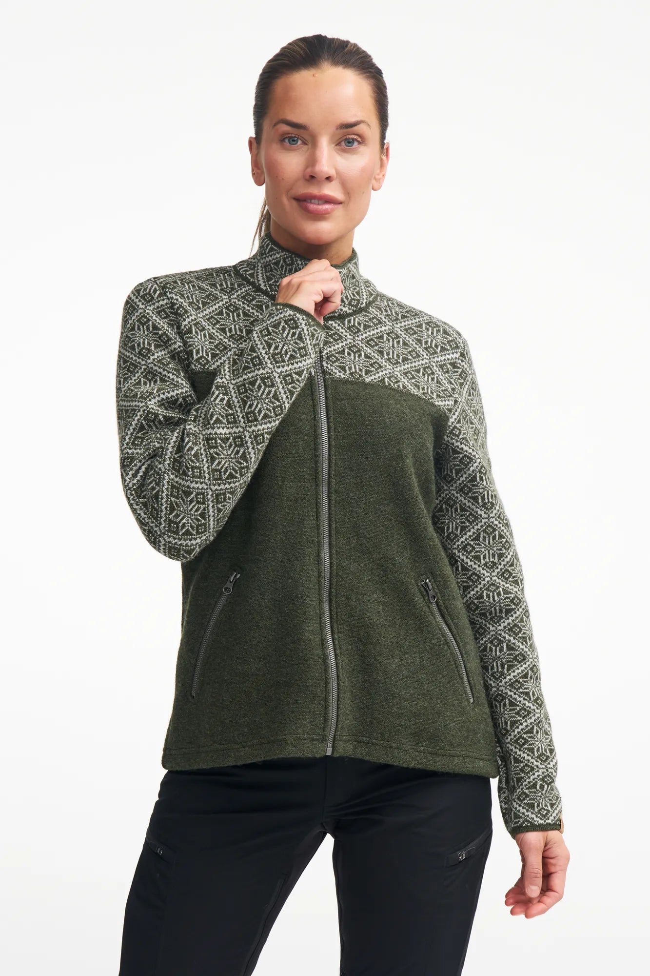 Ivanhoe Ellie Full Zip Strickjacke Loden Green Gr 38 100% Wolle