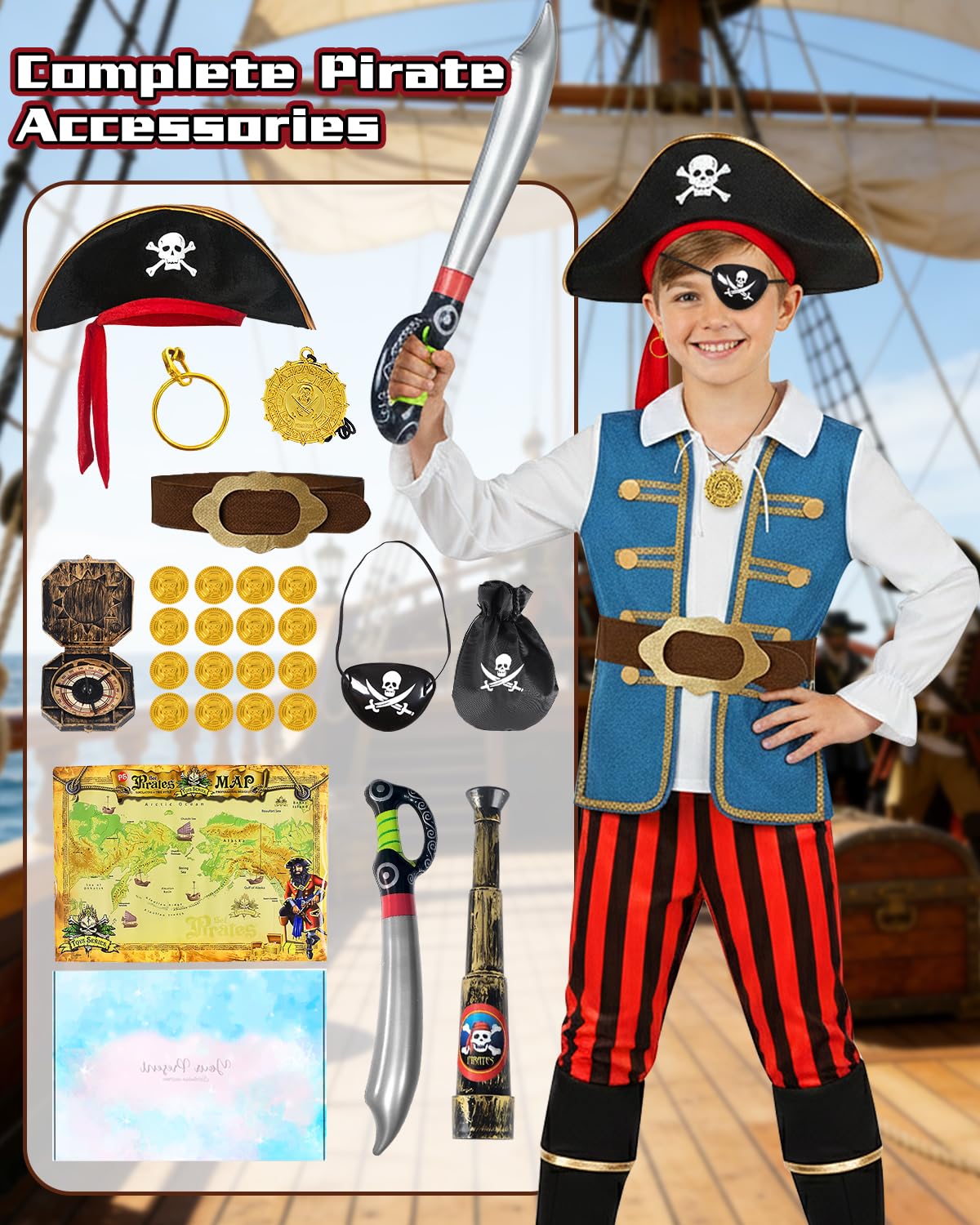 YYDSXK Costumes Piraten Kostüm Kinder Hut Gr. 120