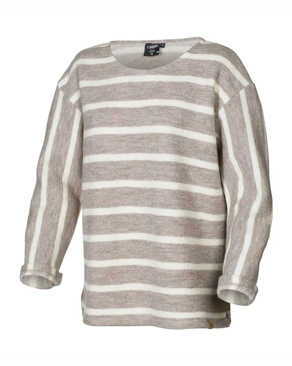 Ivanhoe Tröjor GY Bystad Wollpullover Sand Streifen Wolle Tencel
