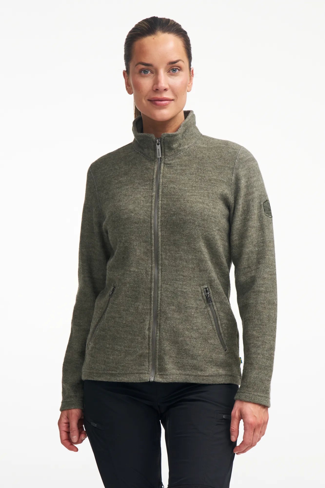 Ivanhoe Bella Full Zip Strickjacke Schwarz Wolle