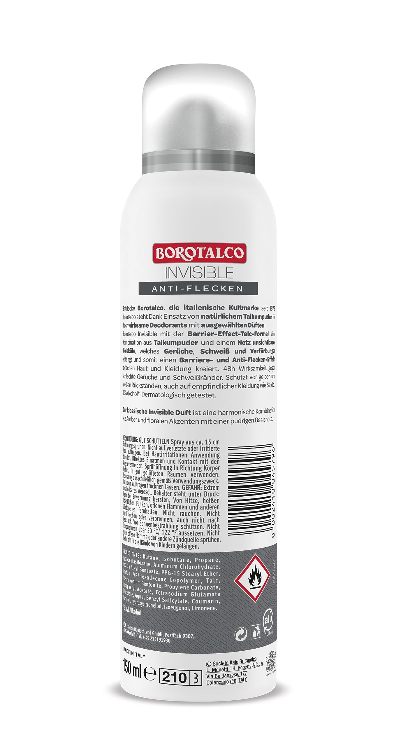 Borotalco Invisible Deospray 150 ml 1er Pack 0% Alkohol